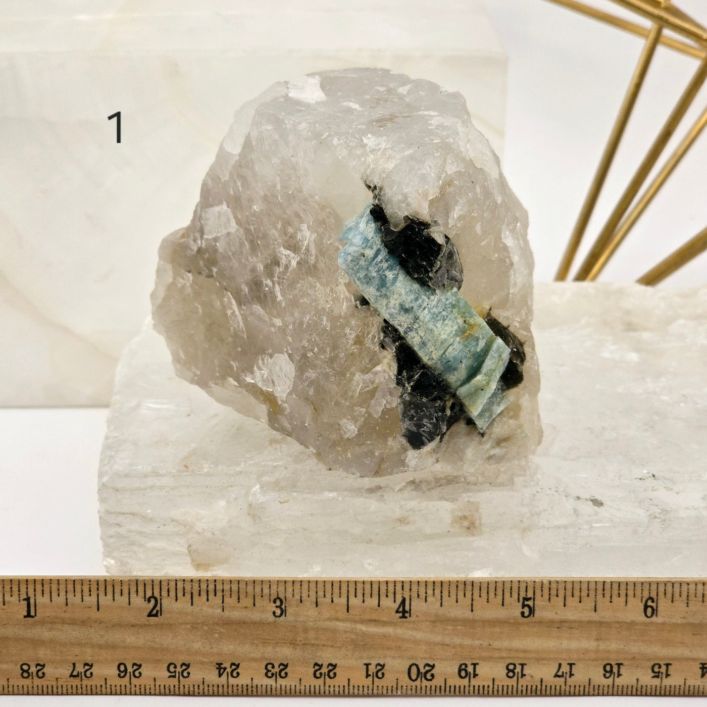 Aquamarine - High Quality Rough Crystals in Matrix - You Choose variant 1 labeled with ruler for size reference