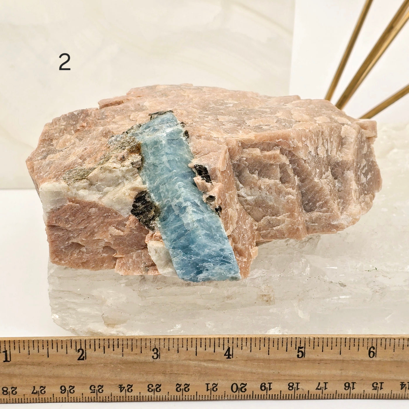 Aquamarine - High Quality Rough Crystals in Matrix - You Choose variant 2 labeled with ruler for size reference