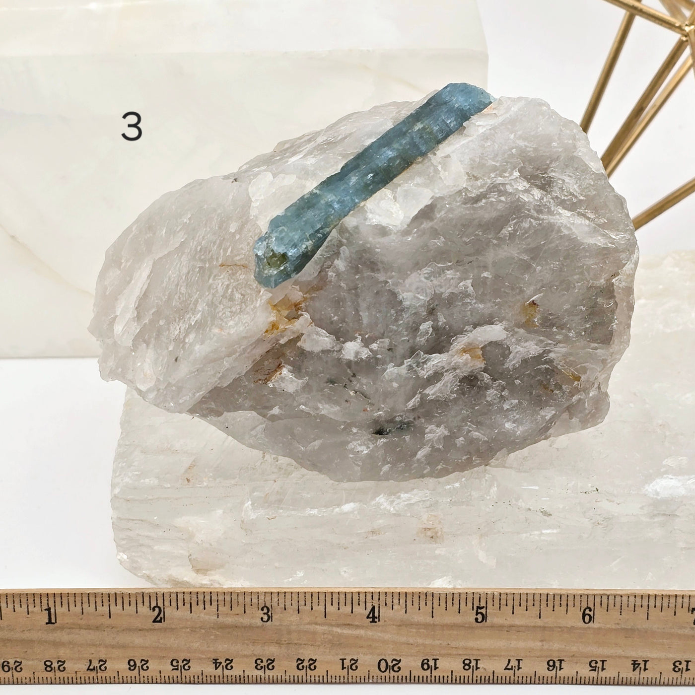 Aquamarine - High Quality Rough Crystals in Matrix - You Choose variant 3 labeled with ruler for size reference