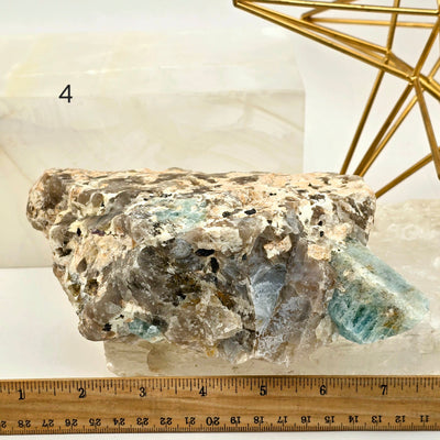 Aquamarine - High Quality Rough Crystals in Matrix - You Choose variant 4 labeled with ruler for size reference