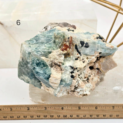 Aquamarine - High Quality Rough Crystals in Matrix - You Choose variant 6 labeled with ruler for size reference