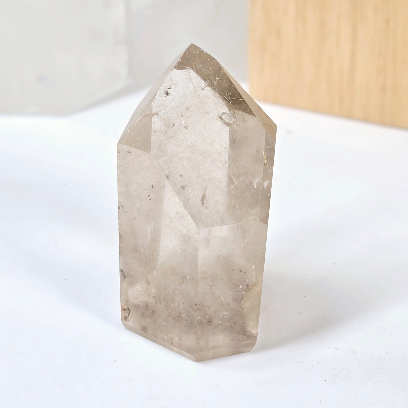 Rutilated Quartz Crystal Point with Phantoms - One-of-a-Kind back view