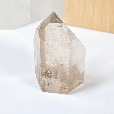 Rutilated Quartz Crystal Point with Phantoms - One-of-a-Kind side view