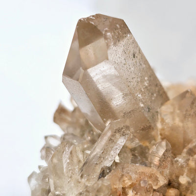 Tangerine Quartz Crystal Cluster with Phantoms - One-of-a-Kind closeup for detail of phantoms