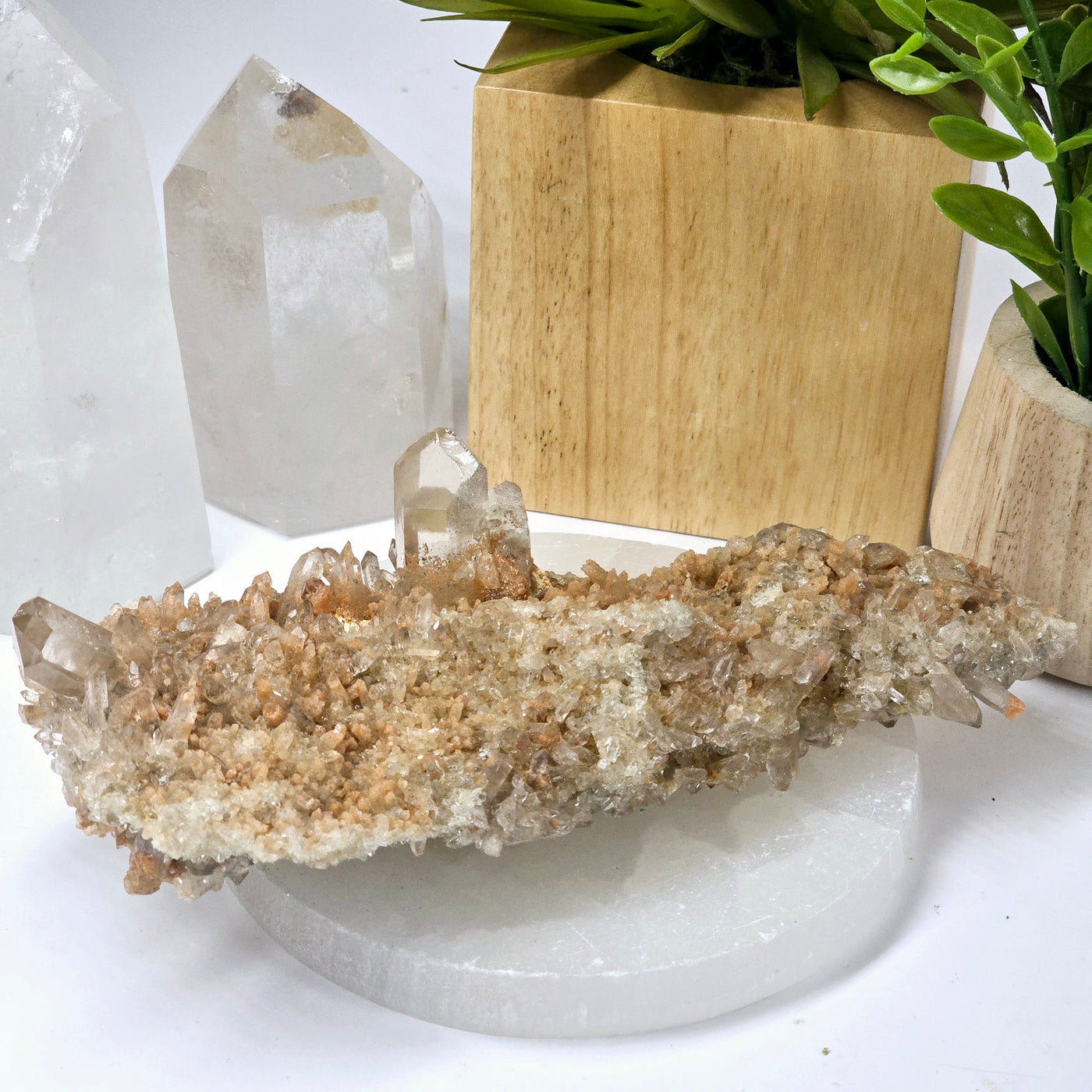 Tangerine Quartz Crystal Cluster with Phantoms - One-of-a-Kind front view