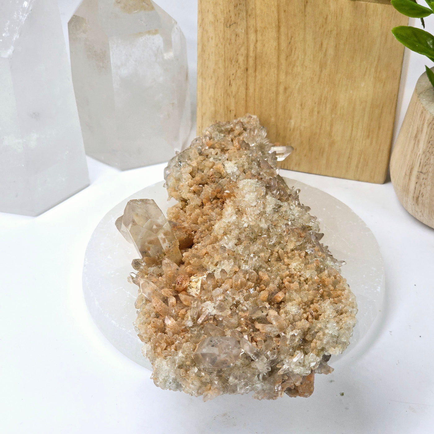 Tangerine Quartz Crystal Cluster with Phantoms - One-of-a-Kind side view