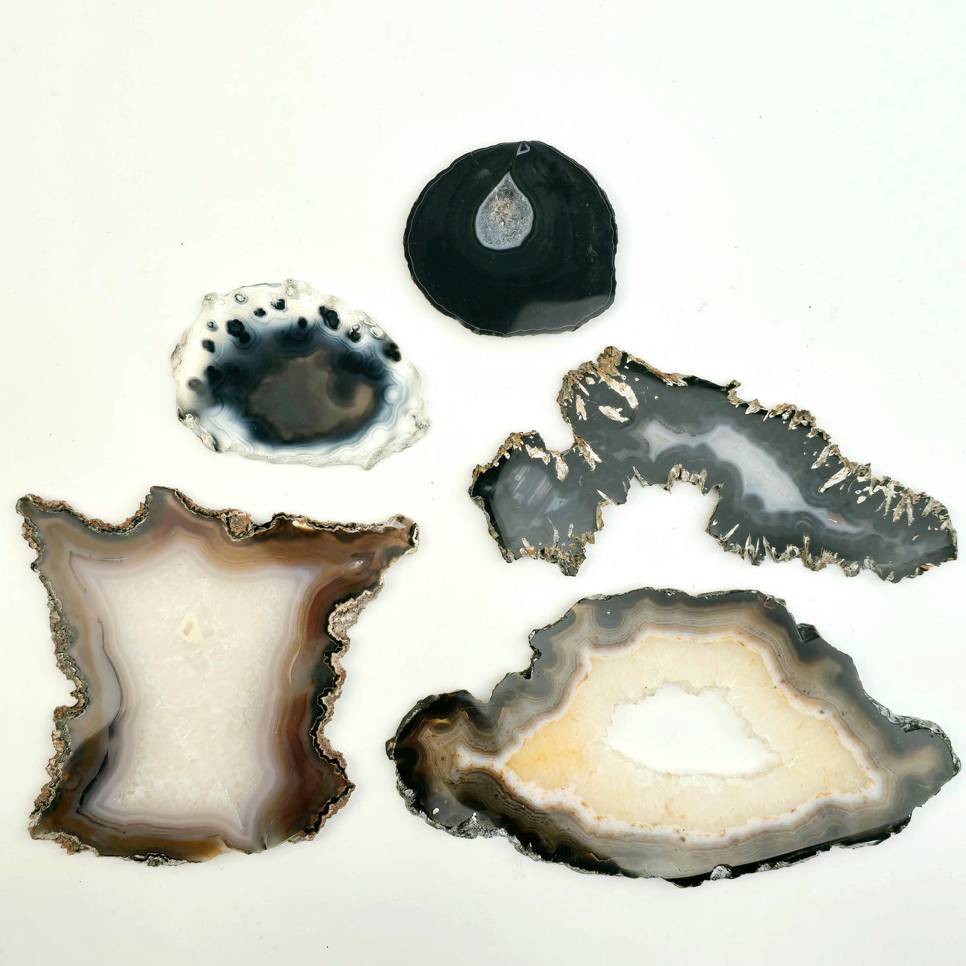 Agate Slice - Irregular Freeform Agate Crystal Slice - You Choose all variants on a white background