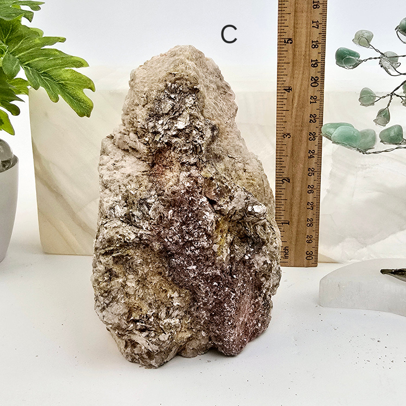 Raw Muscovite Mica Crystal Specimen - You Choose variant C labeled with ruler for size reference