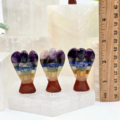 Seven Chakra Crystal Angel three with ruler for size reference