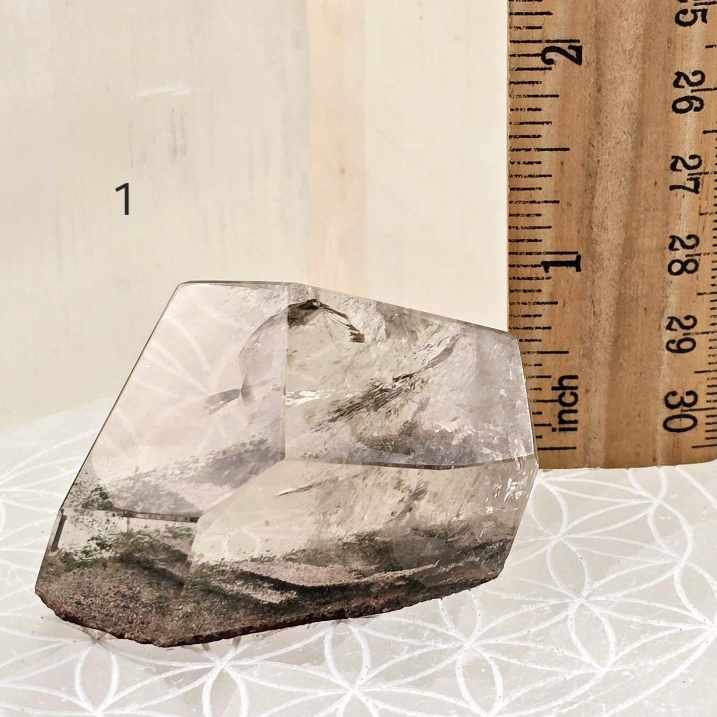 Garden Quartz Lodalite Polished Freeform Crystal - YOU CHOOSE variant 1 labeled with ruler for size reference