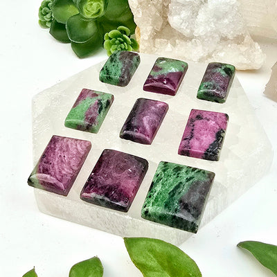 Ruby Zoisite - Anyolite - Crystal Rectangle Cabochon - You Choose side view all 9 variants to show thickness