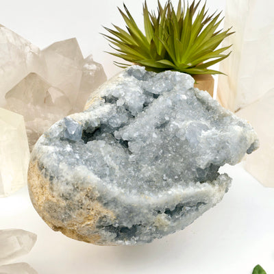 Celestite Large Crystal Heart- One-of-a-Kind side view