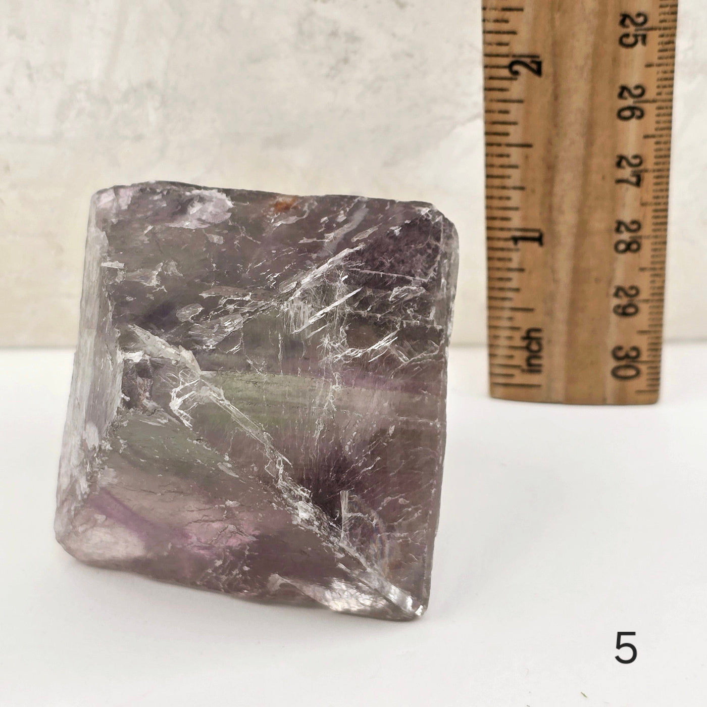 Fluorite Large Crystal Octahedrons - You Choose #1 variant 5 labeled with ruler for size reference