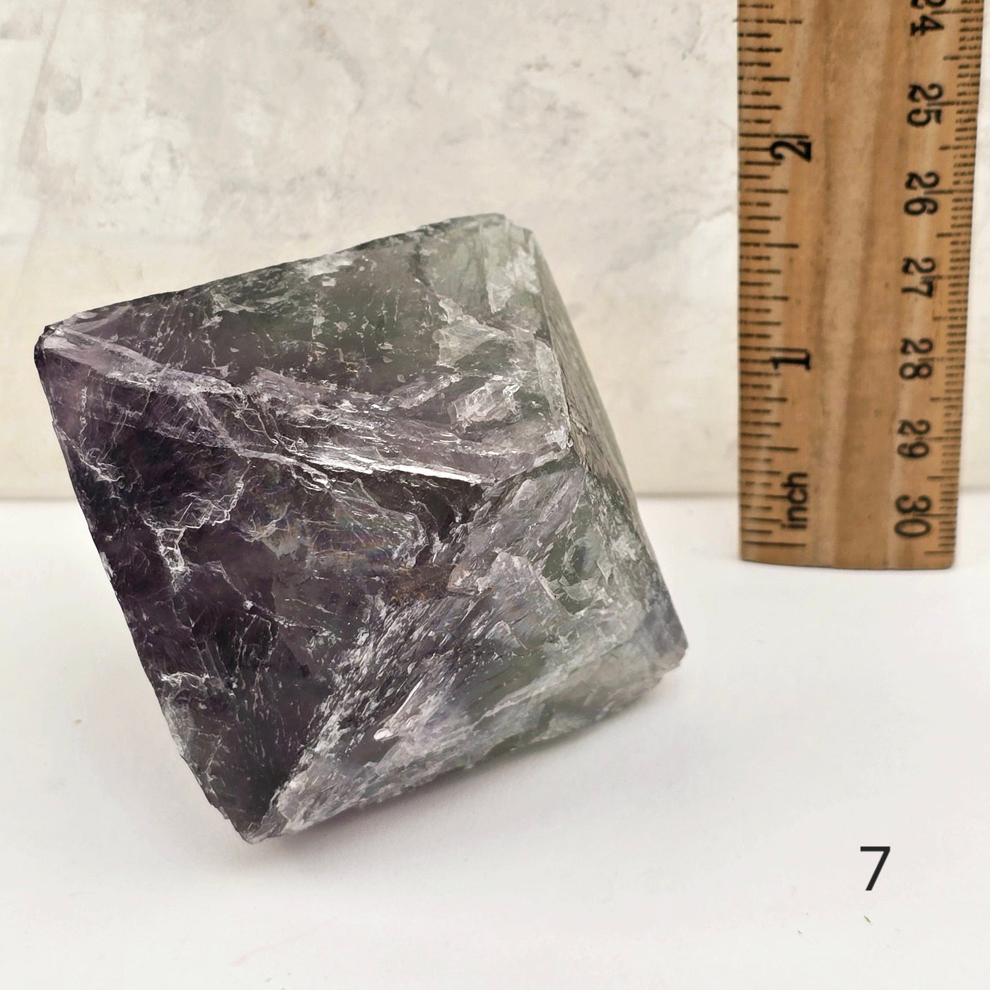 Fluorite Large Crystal Octahedrons - You Choose #1 variant 7 labeled with ruler for size reference