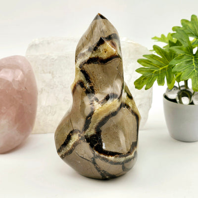 Septarian Polished Crystal Flame Tower - One-of-a-Kind side view