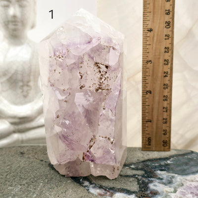 Agate Amethyst Polished Crystal Point - You Choose #1 variant 1 labeled with ruler for size reference