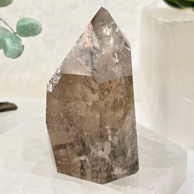 Rutilated Quartz Crystal Point with Phantoms - One-of-a-Kind #2 side view