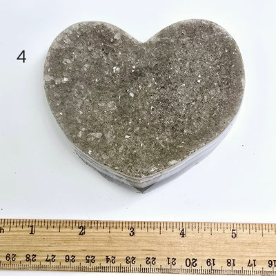 Agate Druzy Crystal Heart YOU CHOOSE #2 variant 4 labeled with ruler for size reference