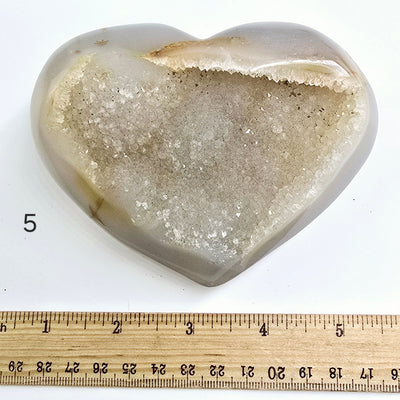 Agate Druzy Crystal Heart YOU CHOOSE #2 variant 5 labeled with ruler for size reference