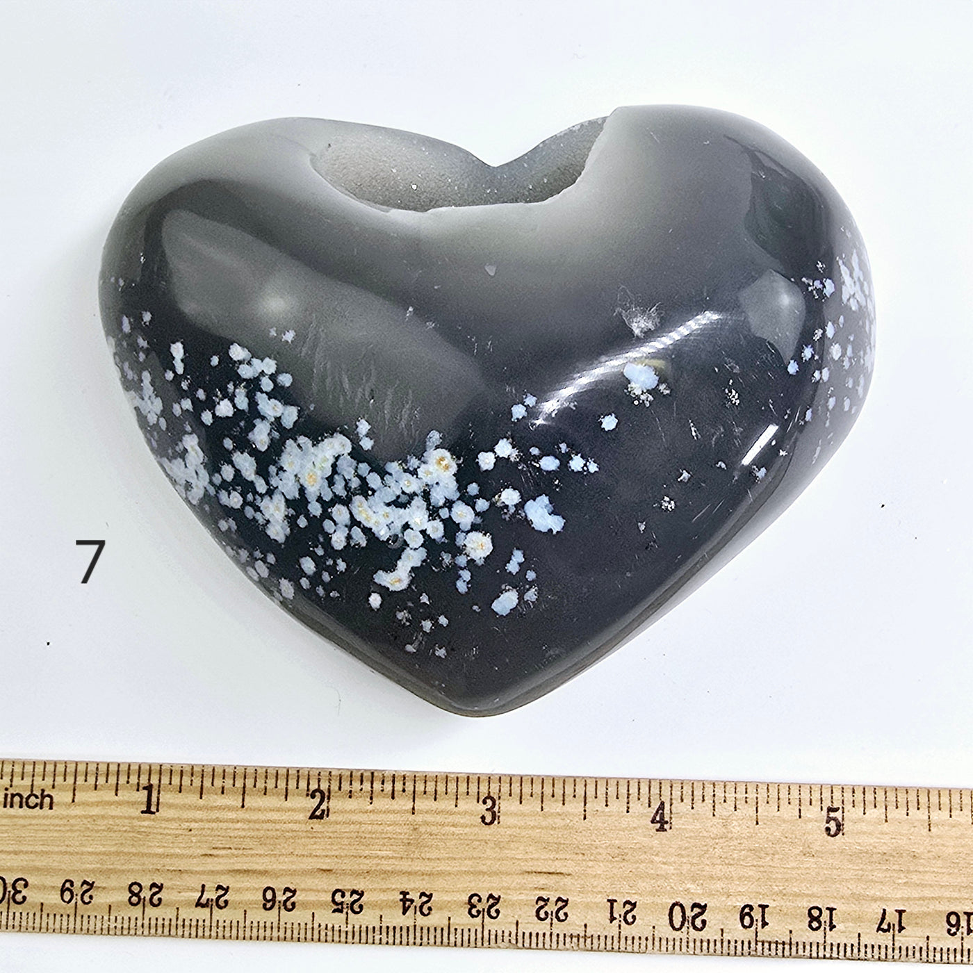 Agate Druzy Crystal Heart YOU CHOOSE #2 variant 7 labeled with ruler for size reference