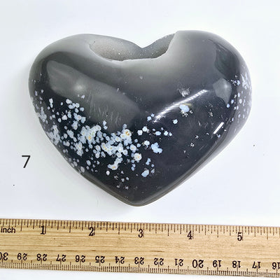 Agate Druzy Crystal Heart YOU CHOOSE #2 variant 7 labeled with ruler for size reference