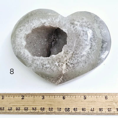 Agate Druzy Crystal Heart YOU CHOOSE #2 variant 8 labeled with ruler for size reference