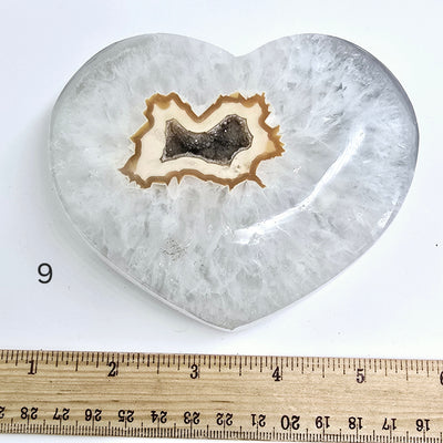 Agate Druzy Crystal Heart YOU CHOOSE #2 variant 9 labeled with ruler for size reference