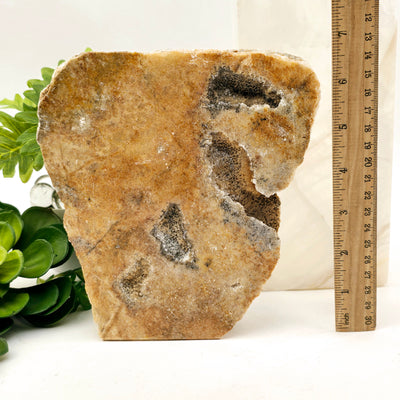 Blue Mexican Onyx Crystal Cut Base One-of-a-Kind #2 with ruler for size reference