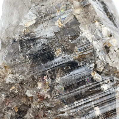 Large Elestial Alligator Fibrous Smokey Quartz Crystal with Rutile HIGH QUALITY #2 closeup for detail