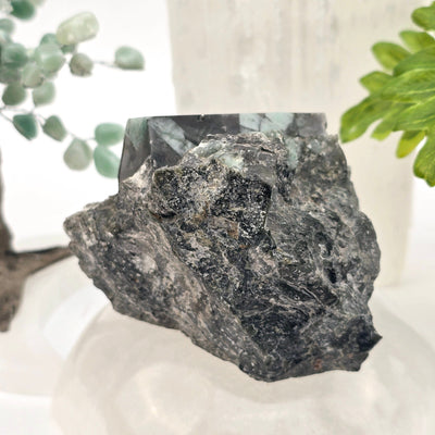 Emerald Semi Polished Beryl Crystal Cut Base - One-of-a-Kind back view