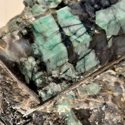 Emerald Semi Polished Beryl Crystal Cut Base - One-of-a-Kind closeup for detail