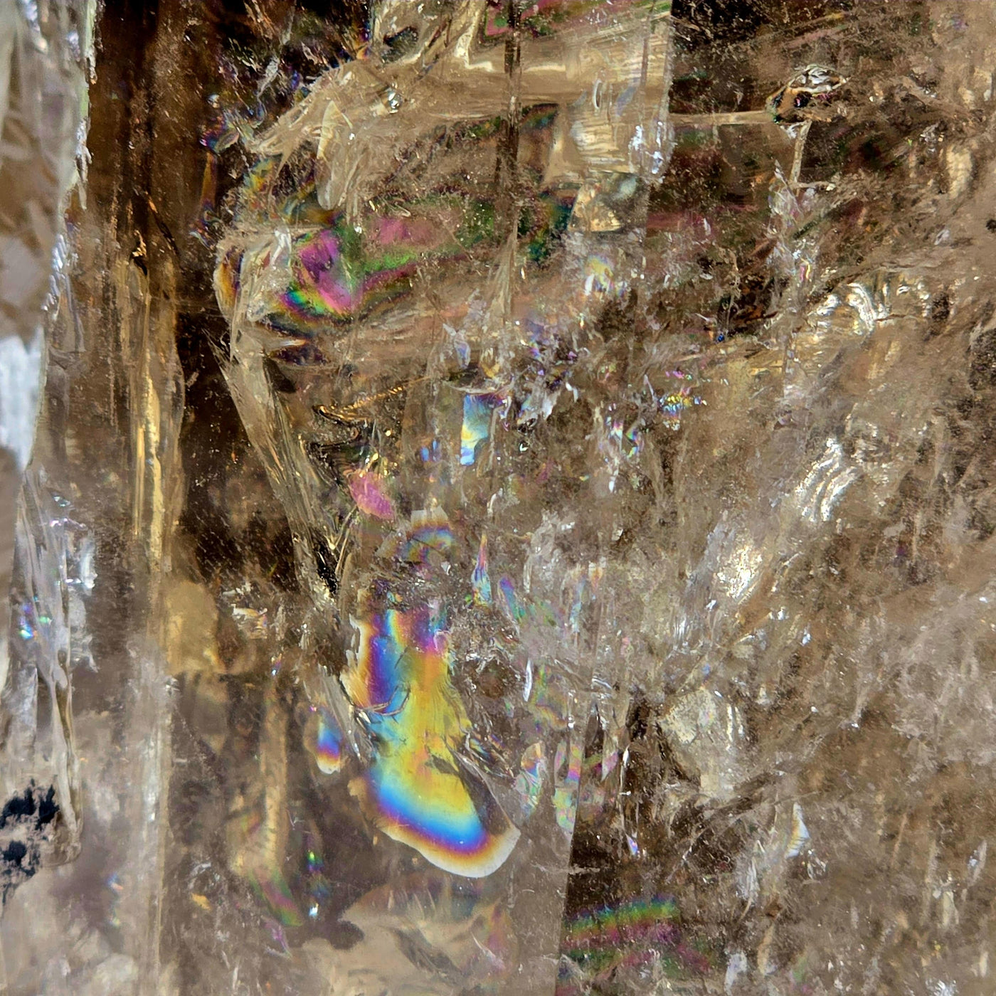 Natural Smokey Citrine Large Polished Crystal Point with Lamp on Stand - One-of-a-Kind #1 closeup for detail