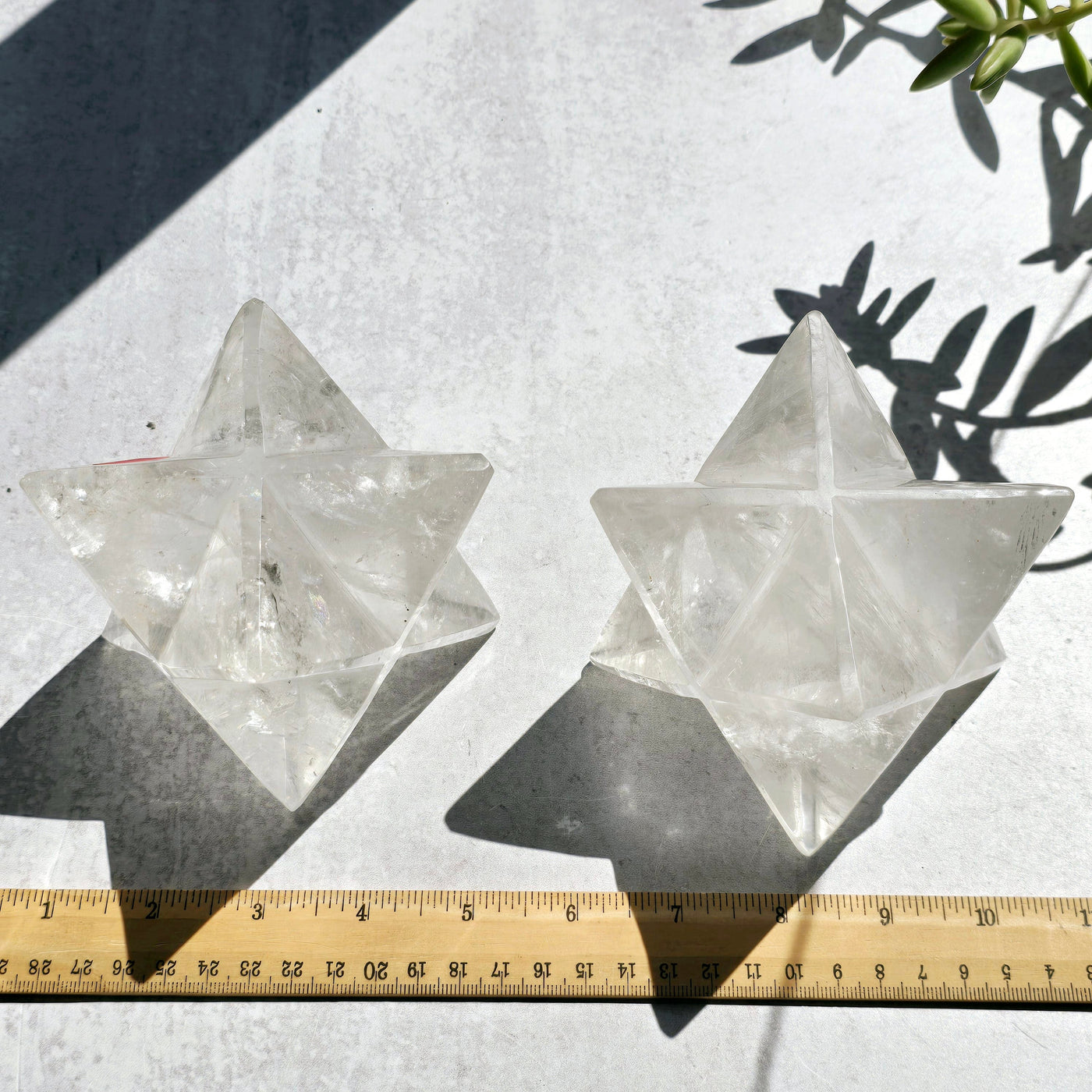 Crystal Quartz Merkabah Star - You Choose both variants with ruler for size reference