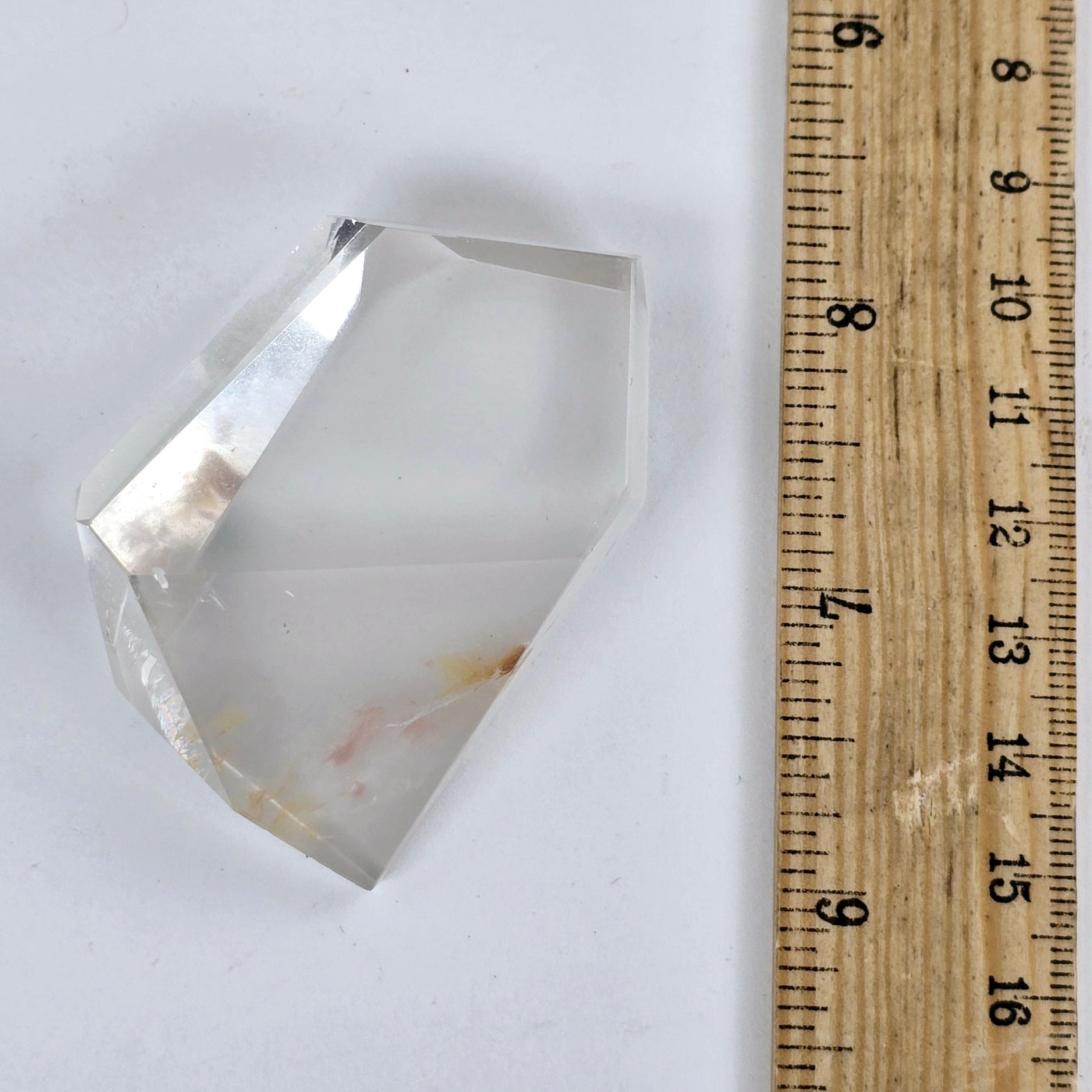 Cat's Eye Quartz - Crystal Quartz Freeform - One-of-a-Kind top view with ruler for size reference