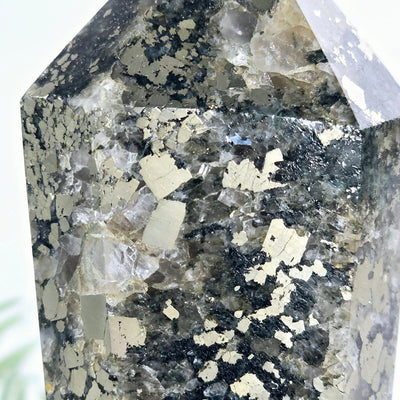 Pyrite Crystal Wand on Stand - One-of-a-Kind closeup for detail