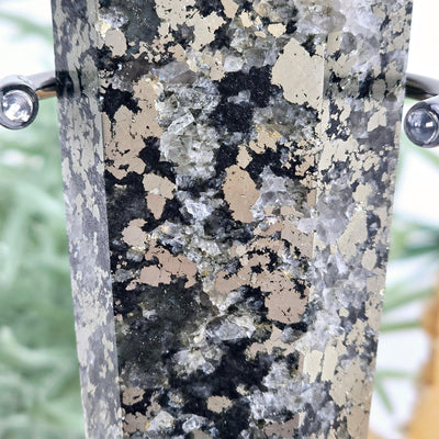 Pyrite Crystal Wand on Stand - One-of-a-Kind closeup for detail