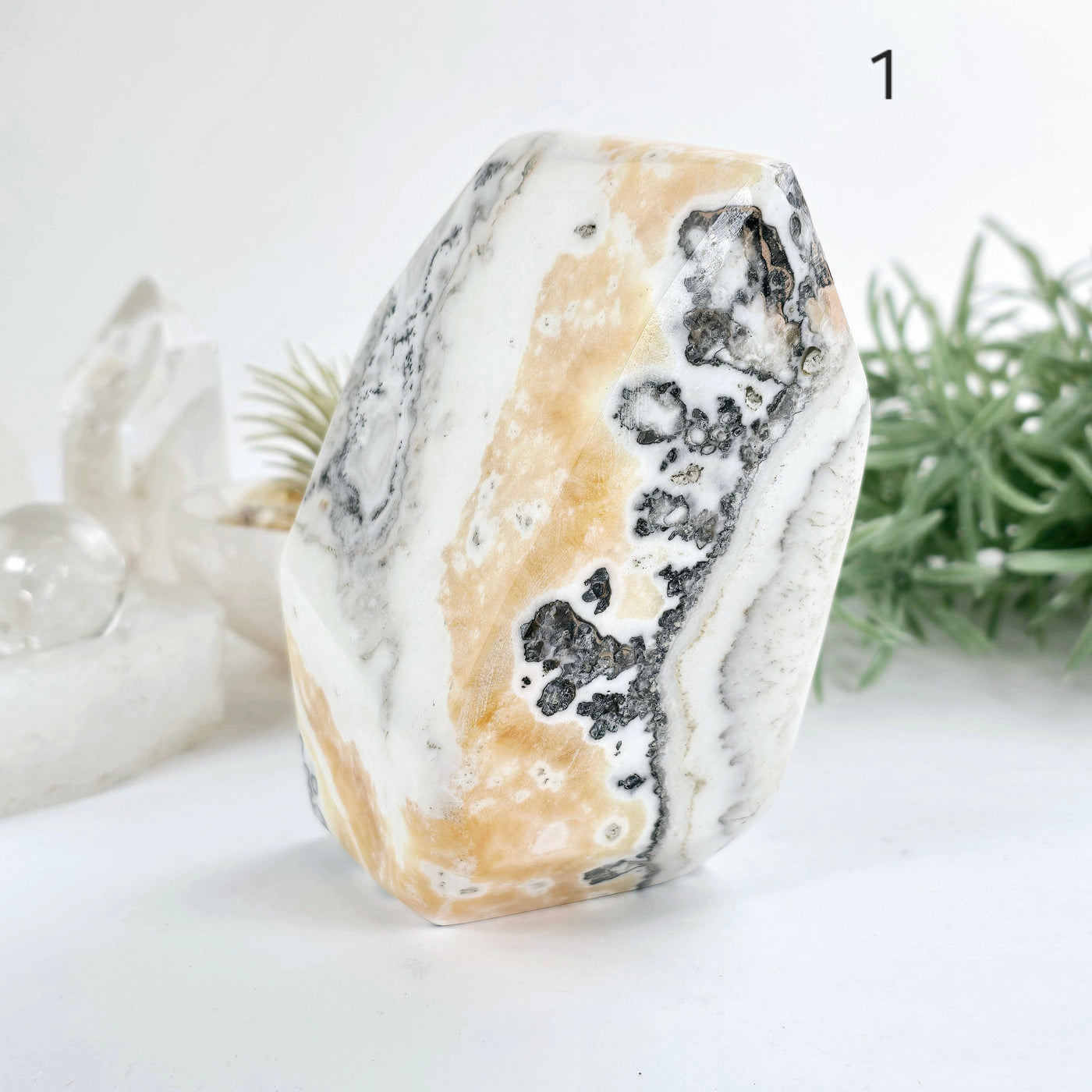 Caramel Calcite Polished Freeform Crystal Cut Base - You Choose variant 1 labeled 