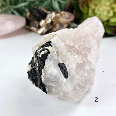Black Tourmaline on Rose Quartz Crystal Matrix Rare Find - You Choose #1 variant 2 labeled