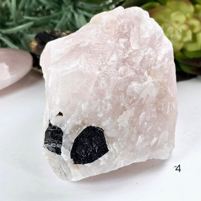 Black Tourmaline on Rose Quartz Crystal Matrix Rare Find - You Choose #1 variant 4 labeled