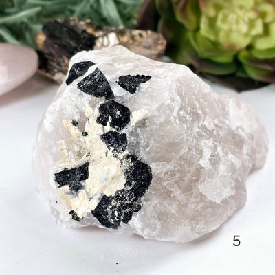 Black Tourmaline on Rose Quartz Crystal Matrix Rare Find - You Choose #1 variant 5 labeled