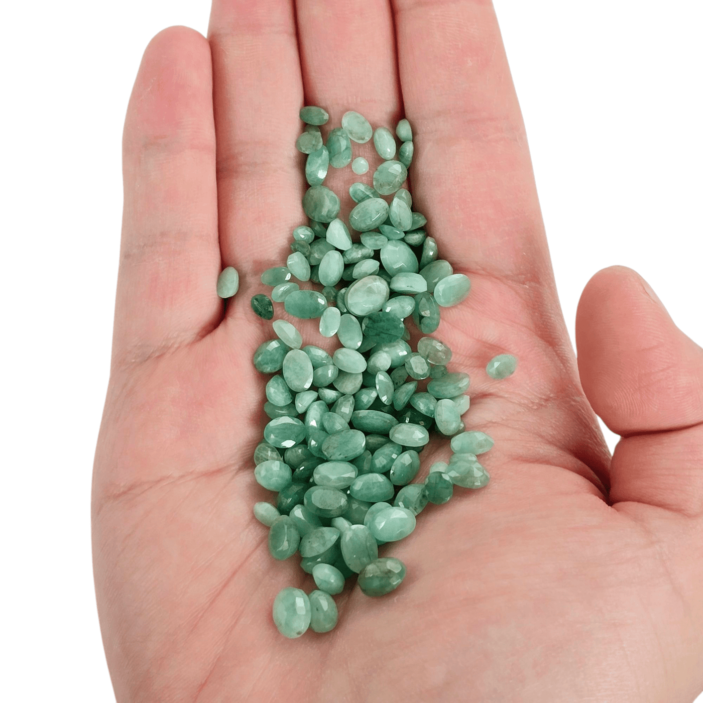 Emerald - 100 Carats Loose Faceted Gemstones - 2mm-6mm Assorted Sizes and Shapes - You Get All in hand for size reference