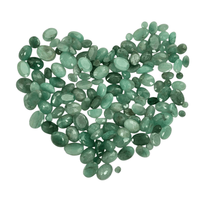 Emerald - 100 Carats Loose Faceted Gemstones - 2mm-6mm Assorted Sizes and Shapes - You Get All in heart shape