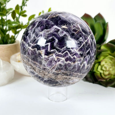 Chevron Amethyst Crystal Sphere One-of-a-Kind #1 front view