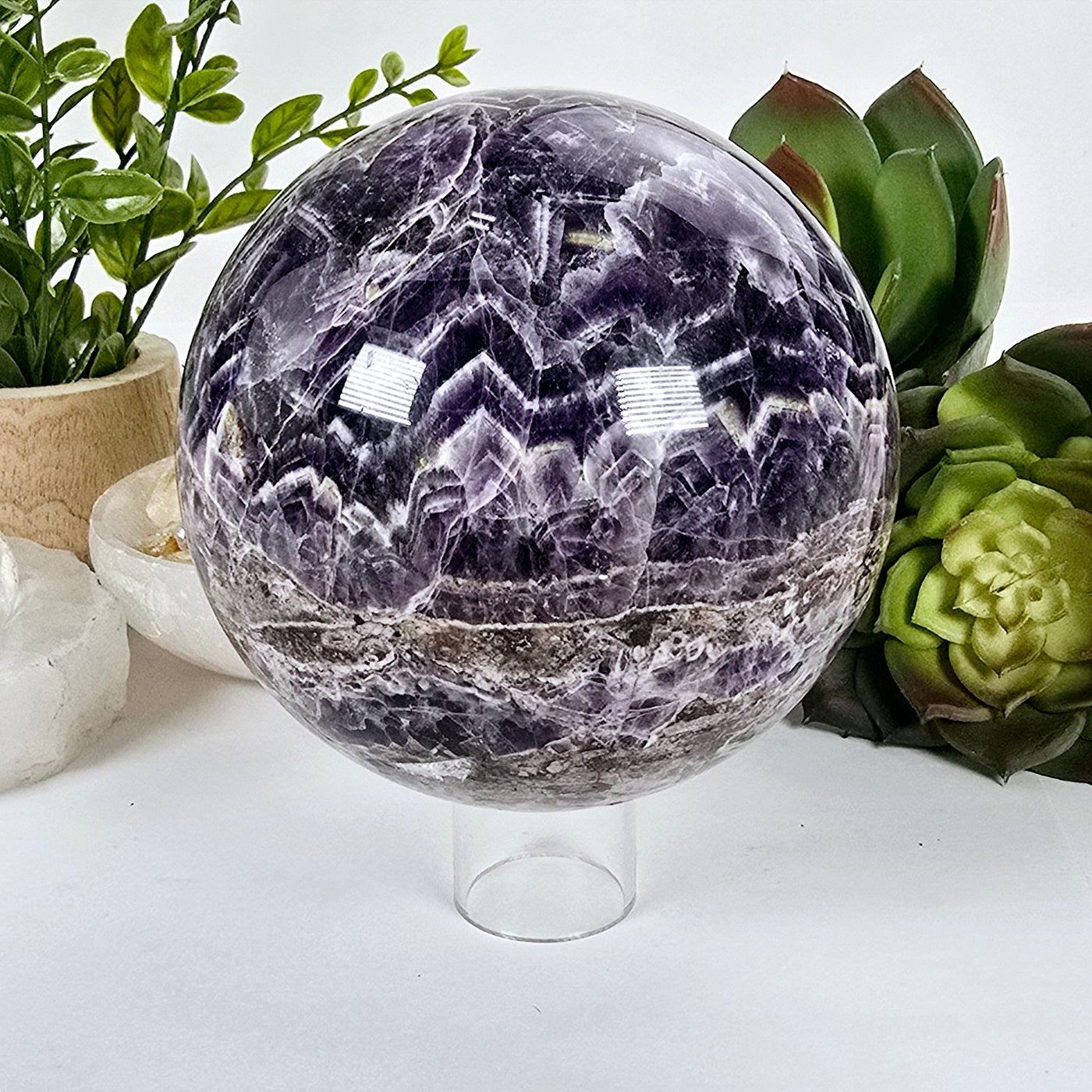 Chevron Amethyst Crystal Sphere One-of-a-Kind #1 side view