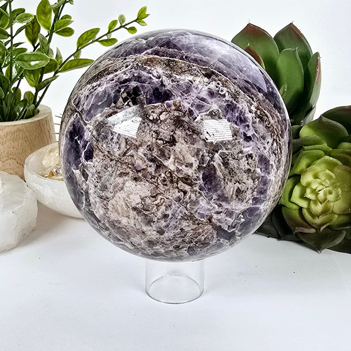Chevron Amethyst Crystal Sphere One-of-a-Kind #1 bottom view