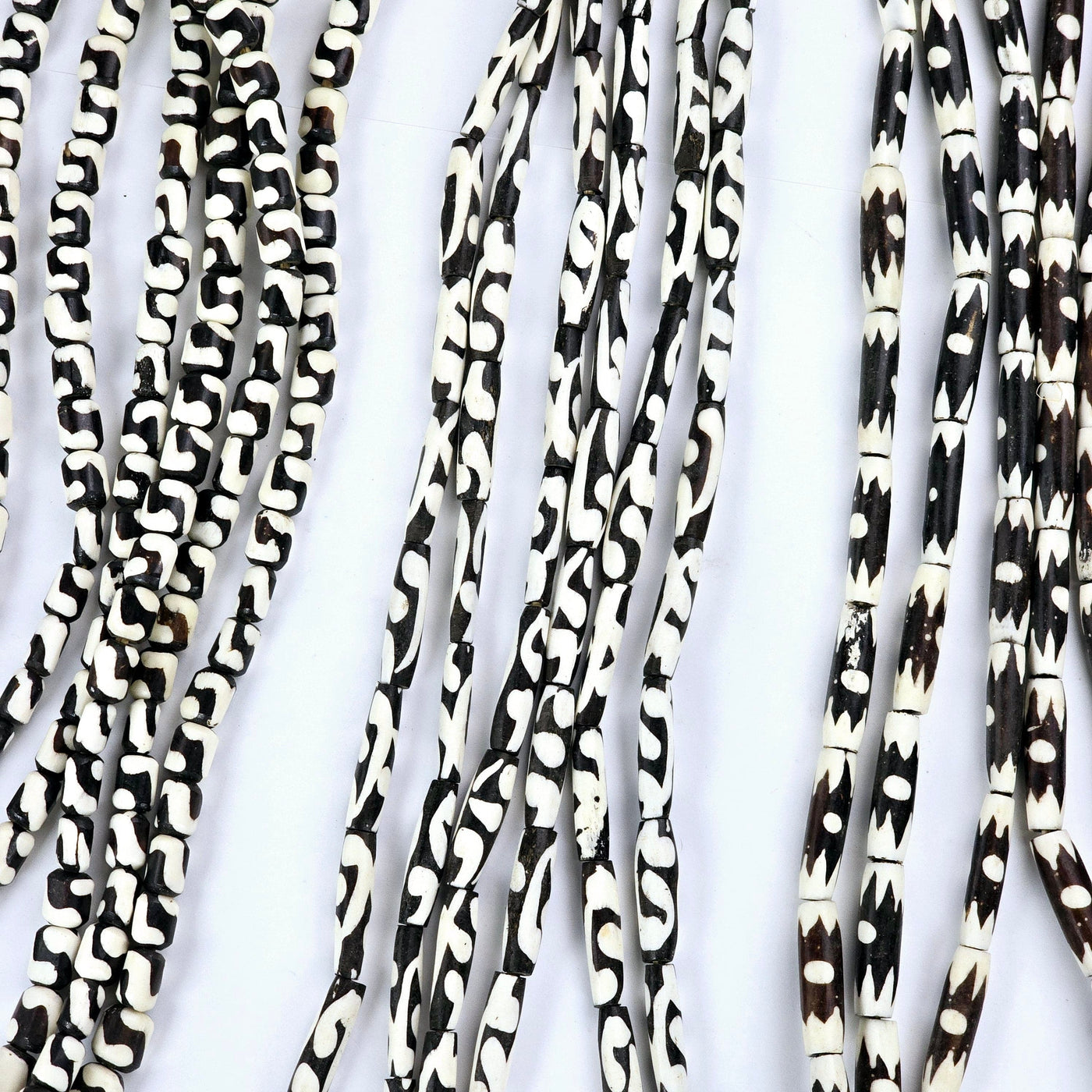 Batik Bone Beads - Full Strand of Fair Trade Beads from Kenya - You Choose Style all styles on white background