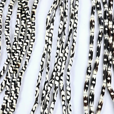 Batik Bone Beads - Full Strand of Fair Trade Beads from Kenya - You Choose Style all styles on white background