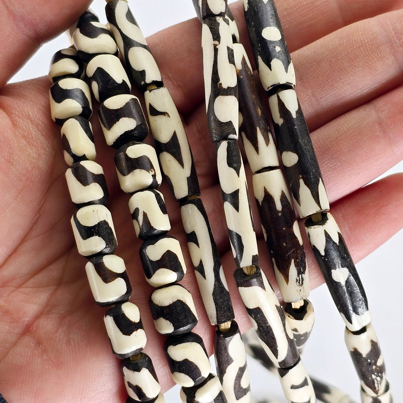 Batik Bone Beads - Full Strand of Fair Trade Beads from Kenya - You Choose Style all styles in hand for size reference