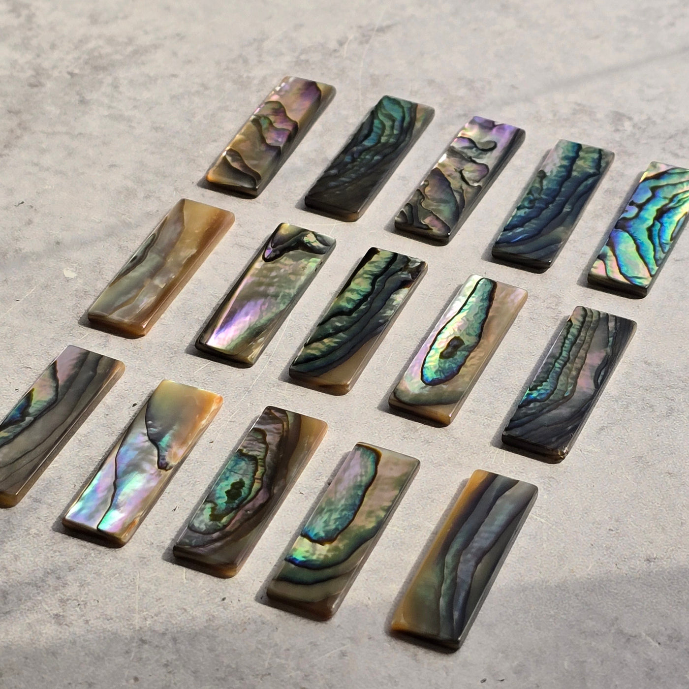 Abalone Shell Rectangle Cabochon - 30mm side view