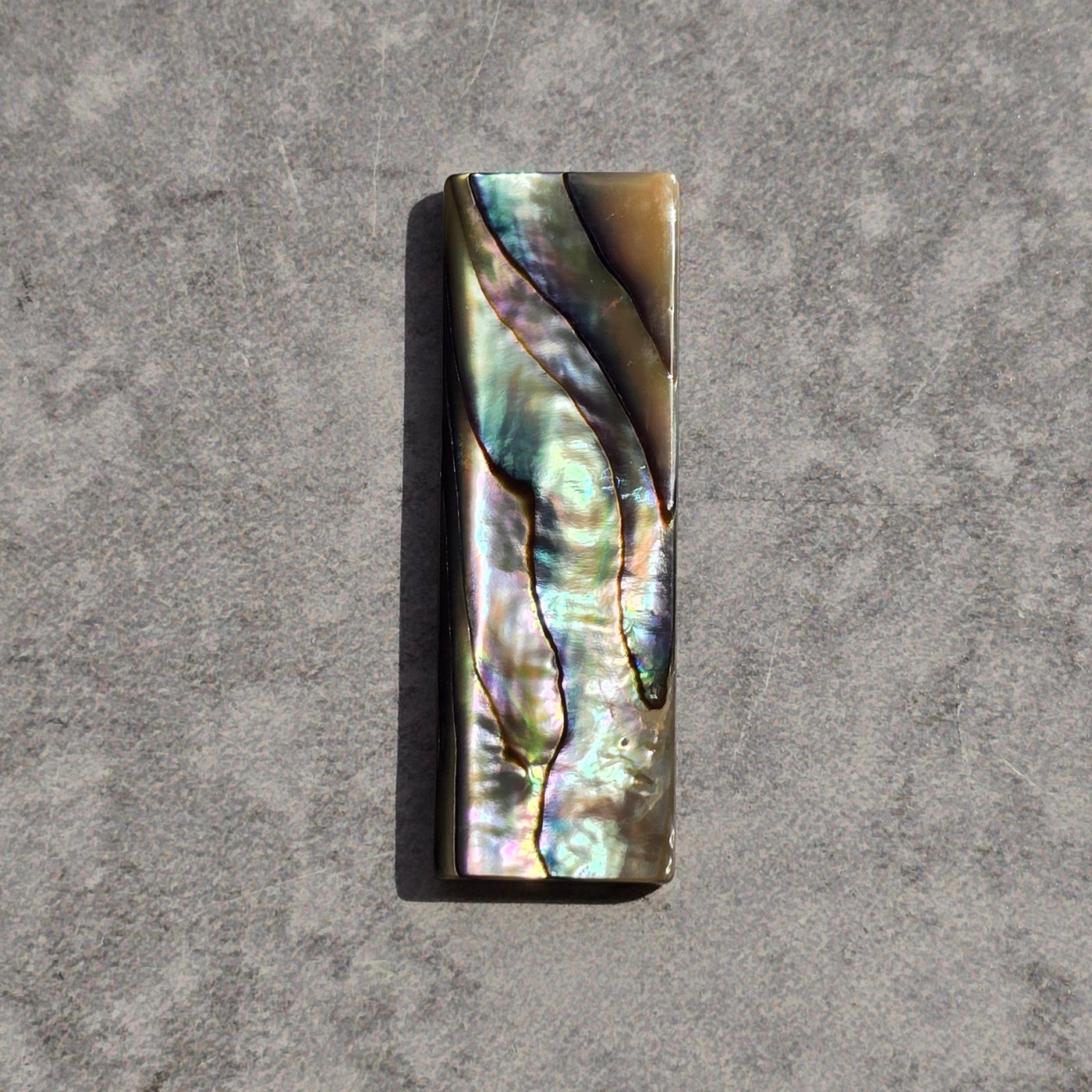 Abalone Shell Rectangle Cabochon - 30mm closeup for detail